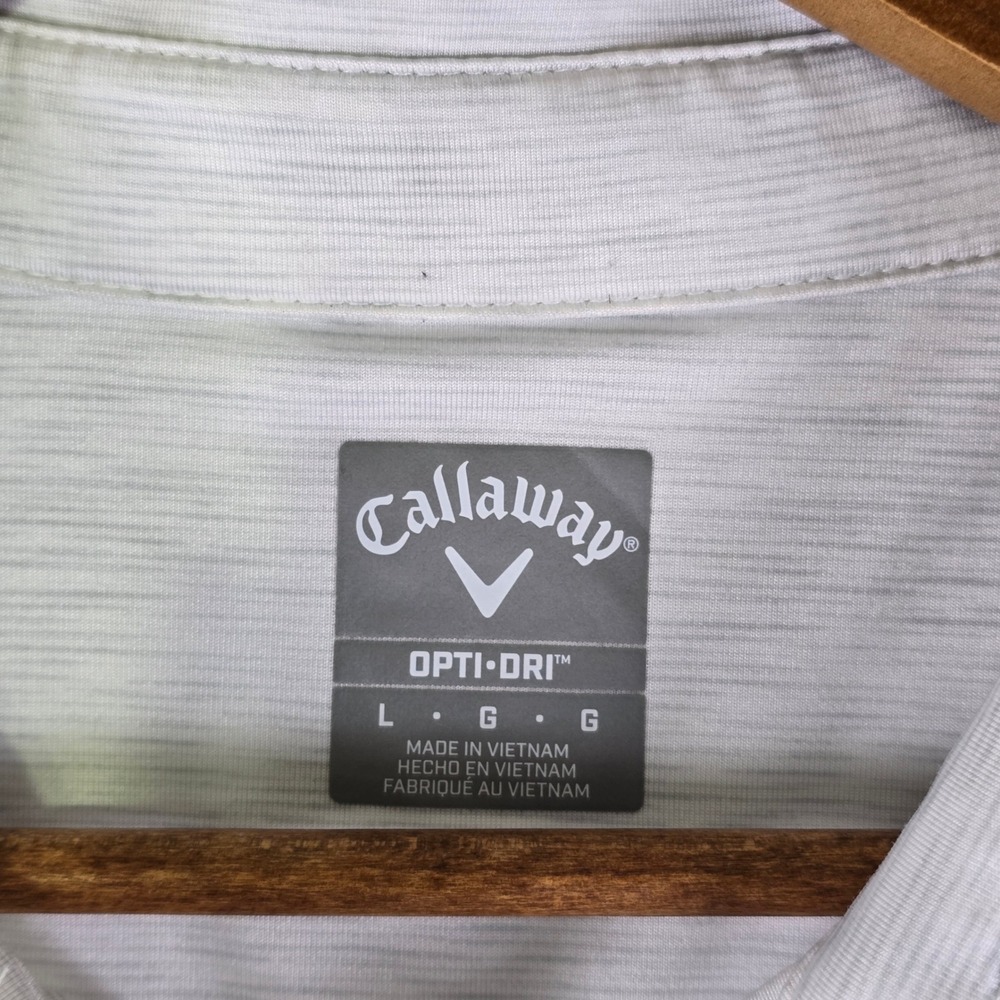 Callaway Golf Polo Shirt Mens Large Gray White Opti Dri Multi Color Chest Stripe - Picture 5 of 10